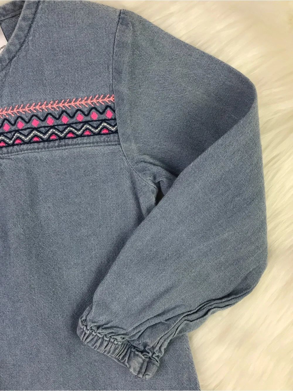 Carter’s Toddler Girls Embroidered Geo Jean Denim Long Sleeve Tunic Dress 2T